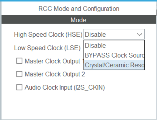 RCC mode and configuration