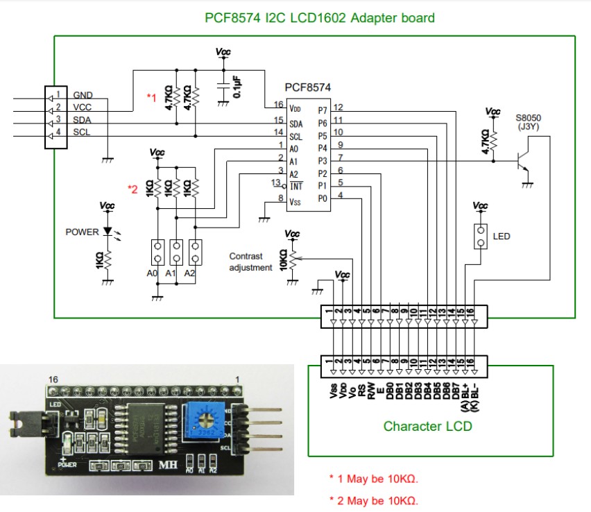 PCF8574 adapter board schematic
